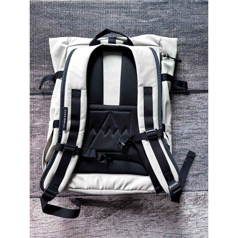 Stubble & Co Roll Top Backpack Sand Laptop Bag Pockets 20L - Picture 7 of 9
